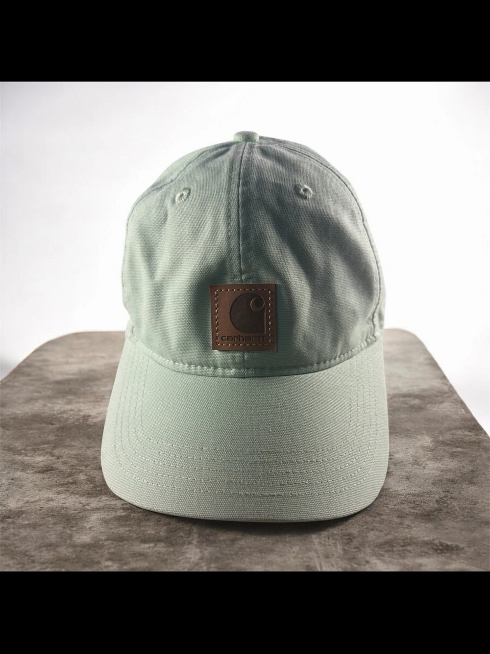 Carhartt Men's Odessa Light Green Canvas Cap with Leather Logo Patch